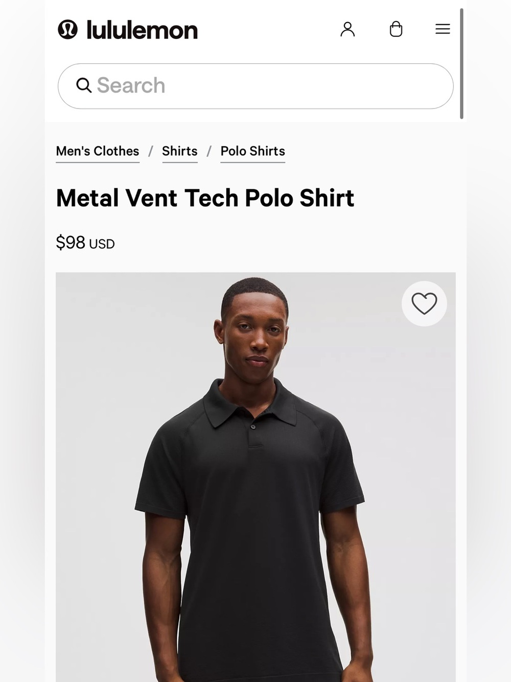 lululemon athletica Metal Vent Tech Polo — Black Men’s Medium